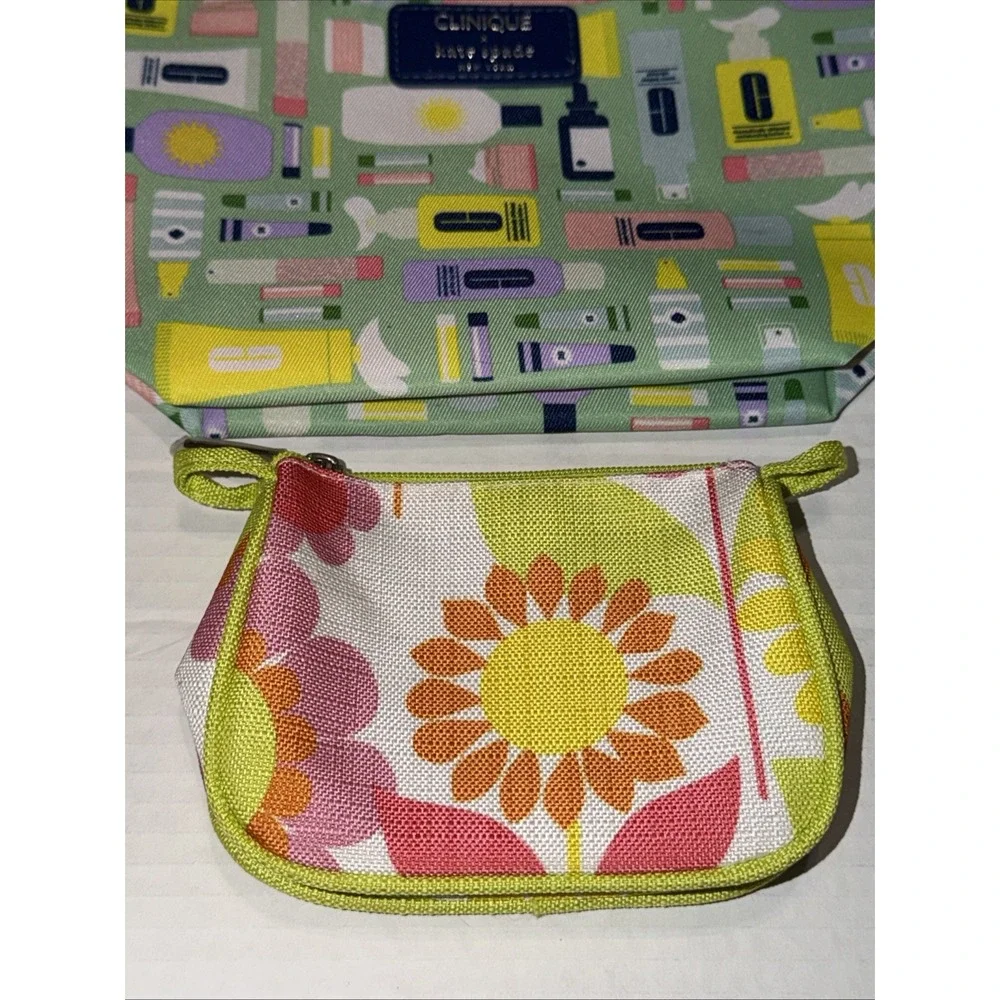 Clinique x Kate Spade New York Cosmetic Makeup Bag Limited Edition Lot Of 2 NWOT